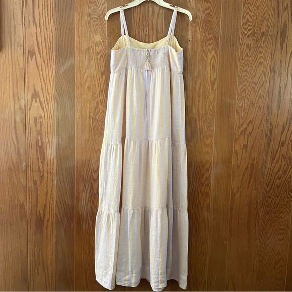 Lilly Pulitzer Javanne Linen Maxi Dress EUC Lilac Island Secrets Stripe 10 - Picture 3 of 12